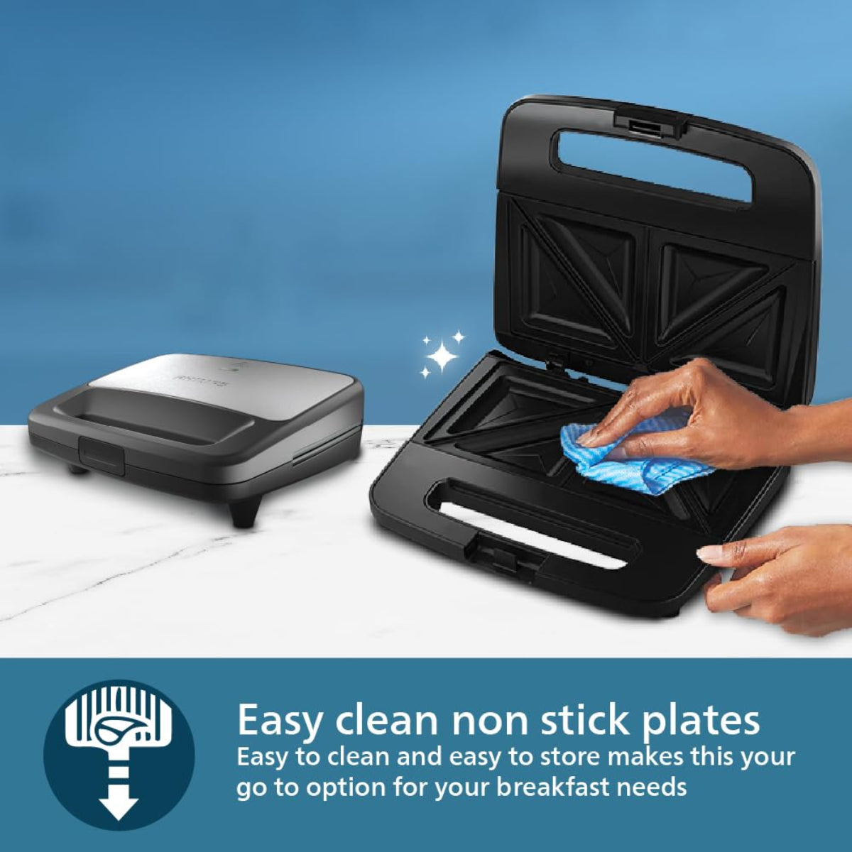 Philips 700 Watts Sandwich Maker XL Sized, Black - HD2288/00