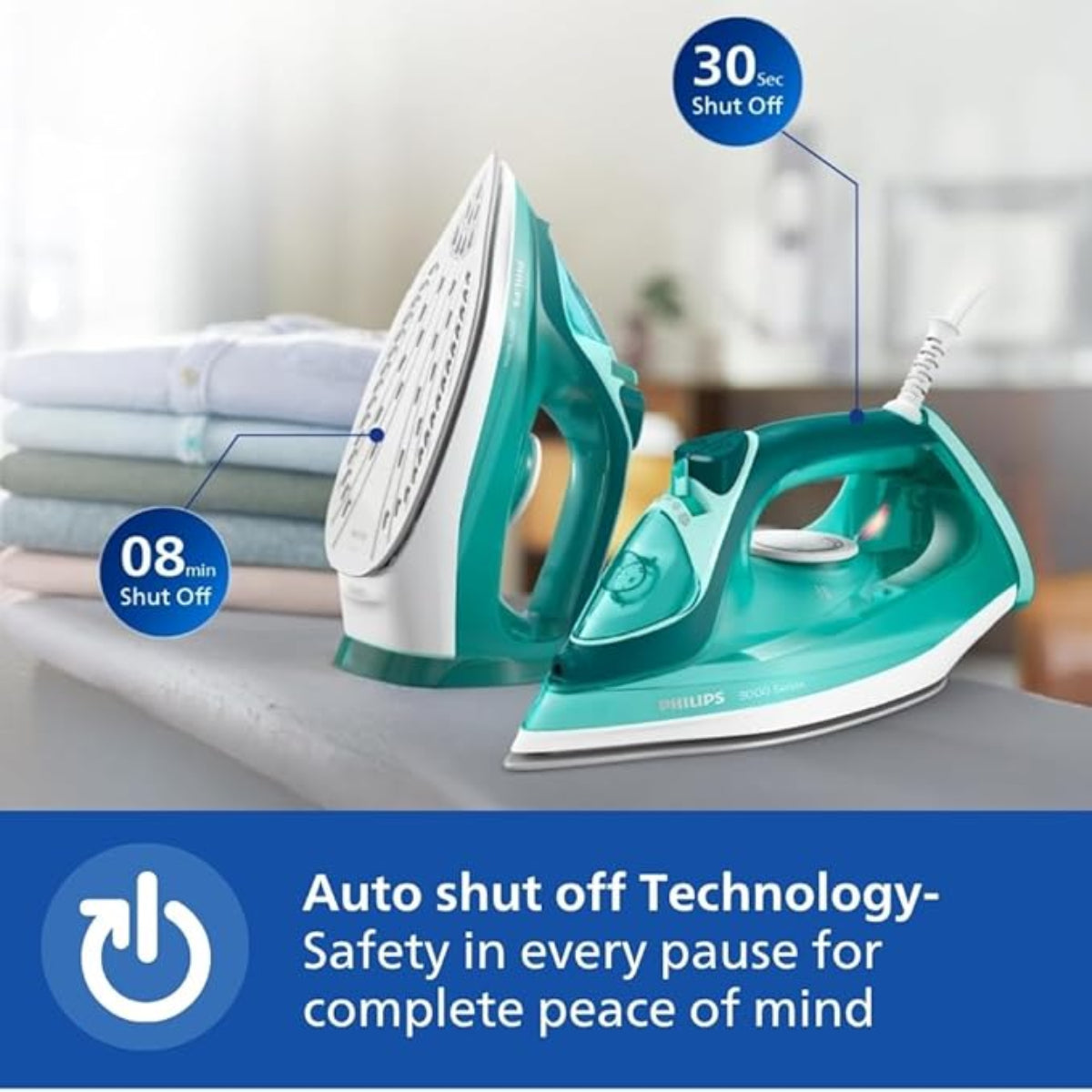 Philips 2400 Watt Easyspeed Plus Steam Iron, Ceramic Soleplate  DST3030/70