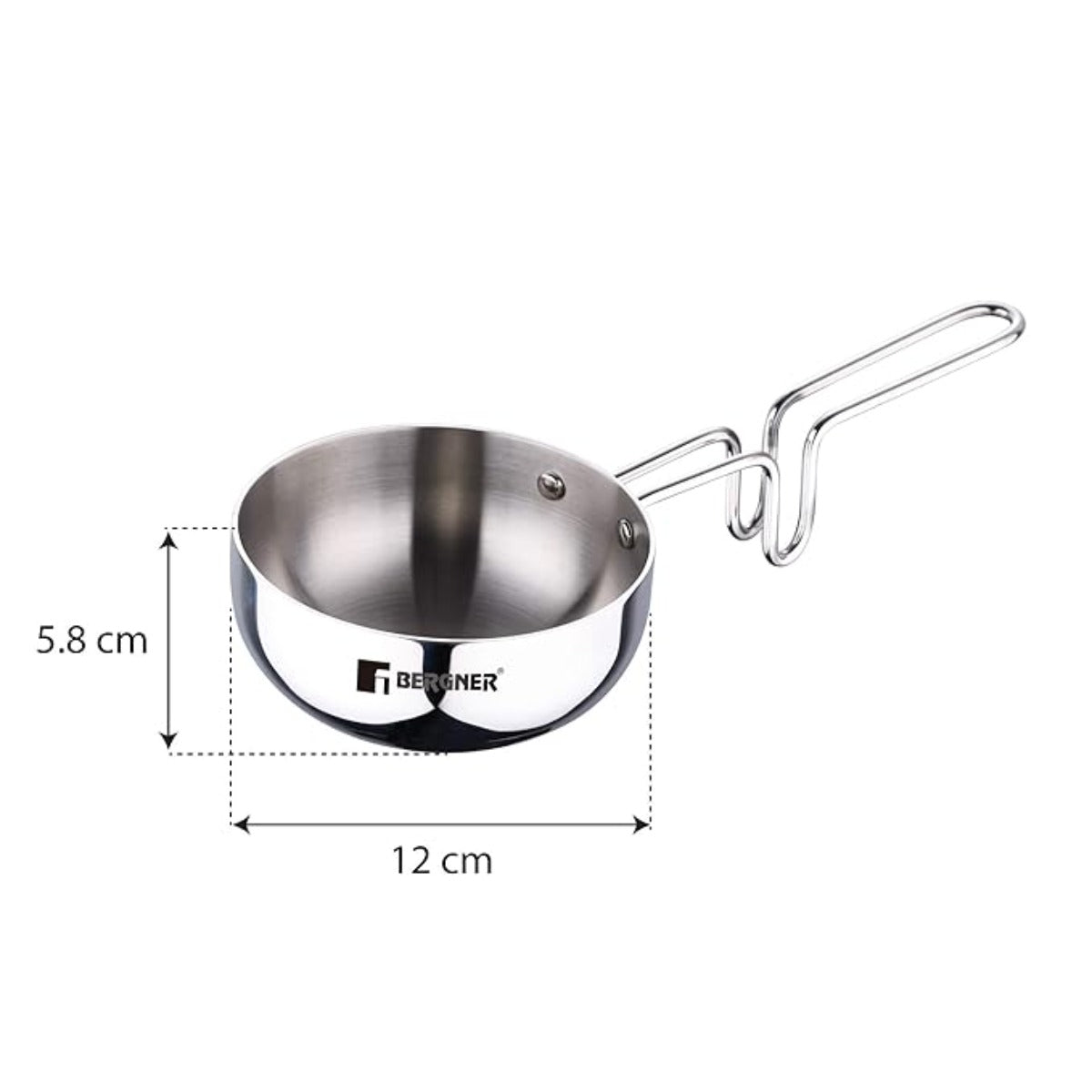 Bergner Argent Tri-Ply Stainless Steel Tadka Pan – 12 cm