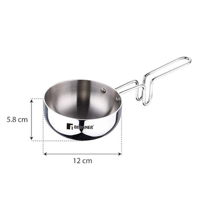 Bergner Argent Tri-Ply Stainless Steel Tadka Pan – 12 cm