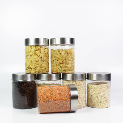 Pearlpet Plus Round Jars with Steel caps Set of 6 - 1000 ml