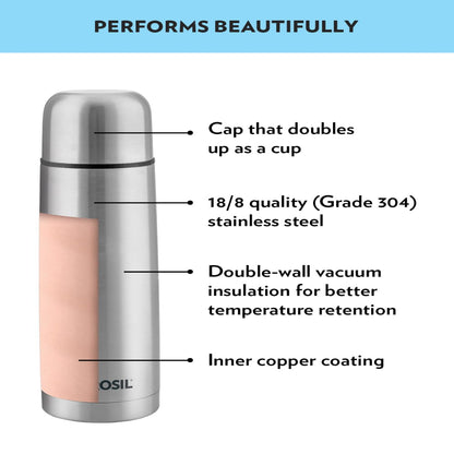 Borosil Thermo Blue 1000 ml Stainless Steel Bottle