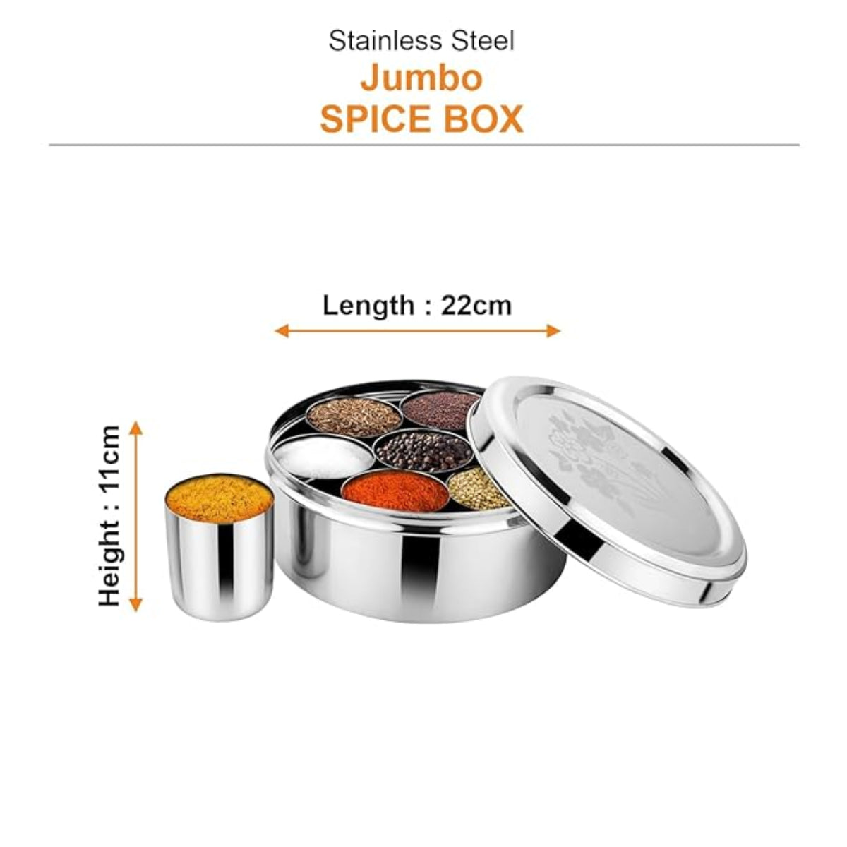 Prabha Stainless Steel Jumbo Spice Box Plain