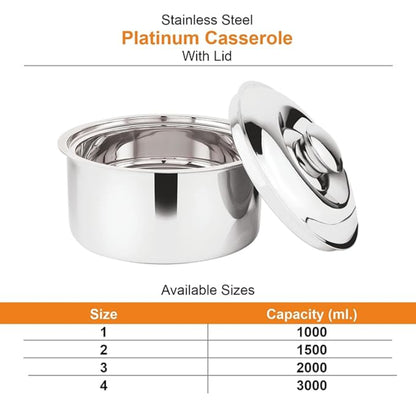 Prabha Platinum Casserole with Lid