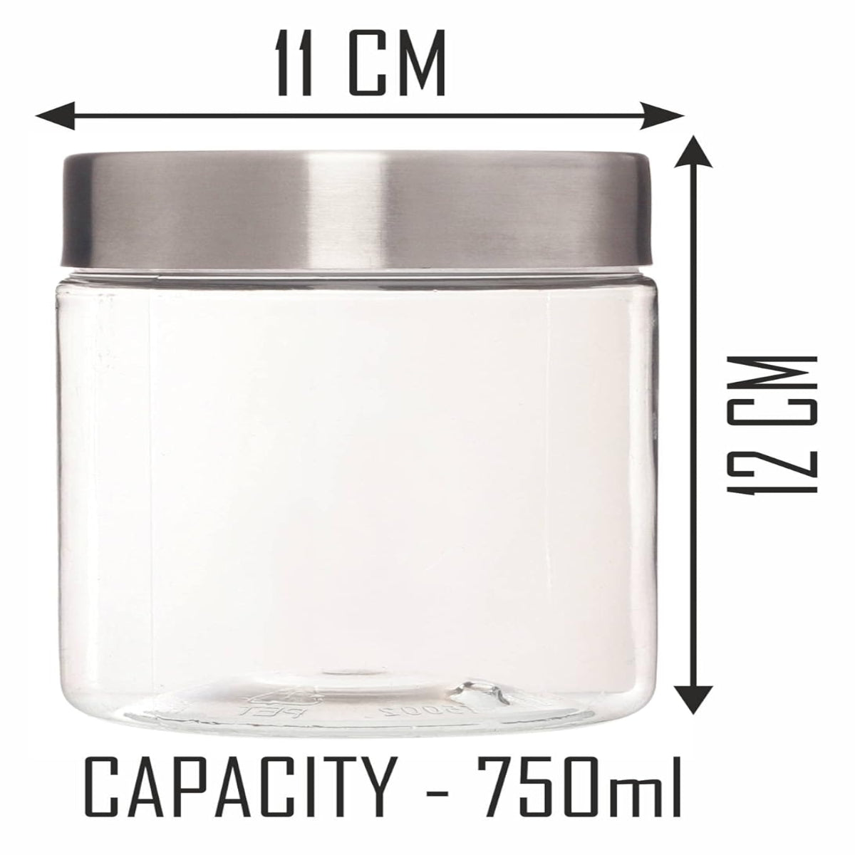 Pearlpet Plus Round Jars with Steel caps Set of 6 - 750 ml