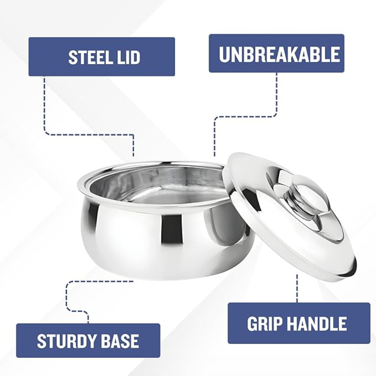 Prabha Stainless Steel Belito  Casserole With Lid