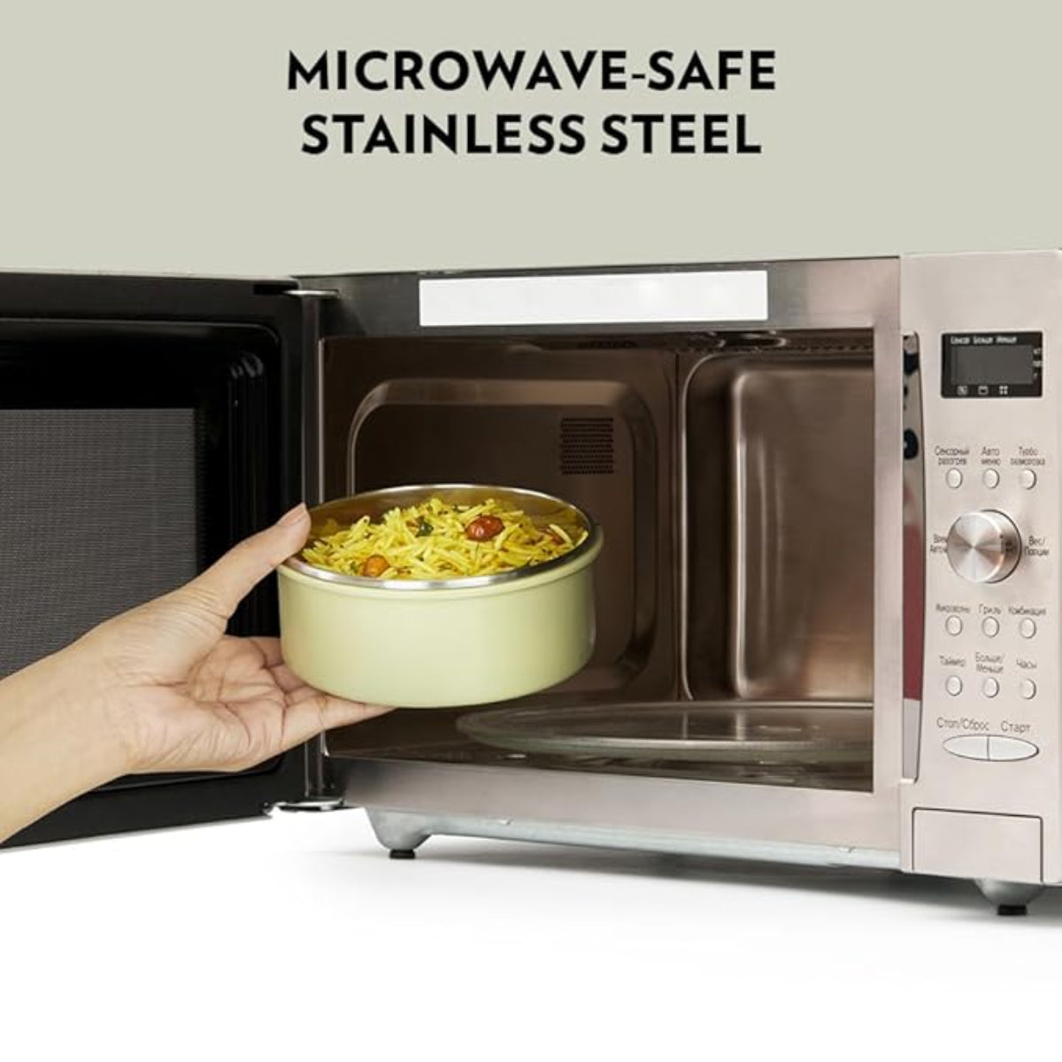 Borosil Glory Green Stainless Steel Lunch Box 2 pcs Container Set (280 ml Each)