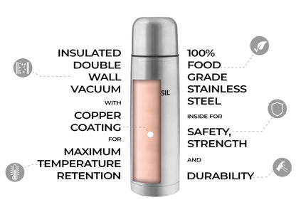 Borosil Hydra Thermo  Stainless Steel Water Bottle With Black Cover