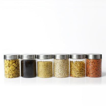 Pearlpet Plus Round Jars with Steel caps Set of 6 - 750 ml