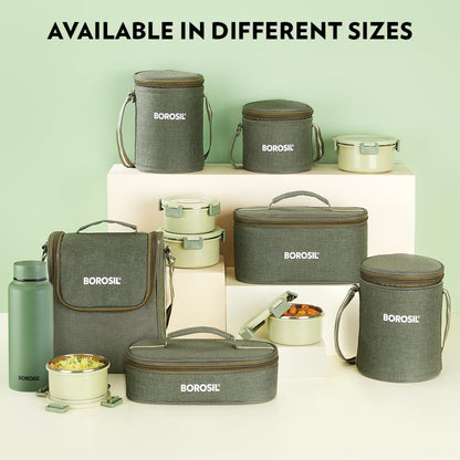 Borosil Glory Green Stainless Steel Lunch Box 2 pcs Container Set (280 ml Each)