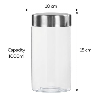 Pearlpet Plus Round Jars with Steel caps Set of 6 - 1000 ml