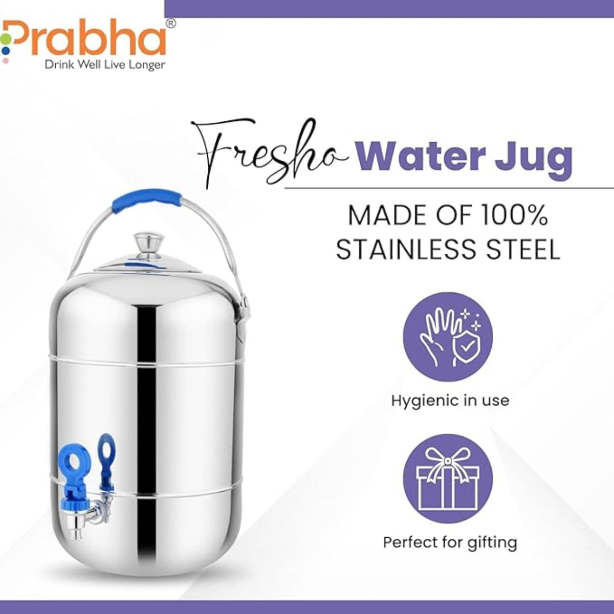 Prabha Fresho Water Jug | Container 10 Liters with Tap