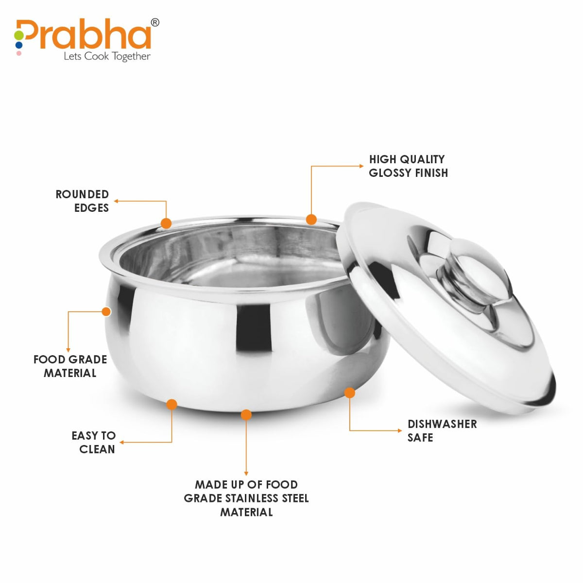 Prabha Stainless Steel Belito  Casserole With Lid