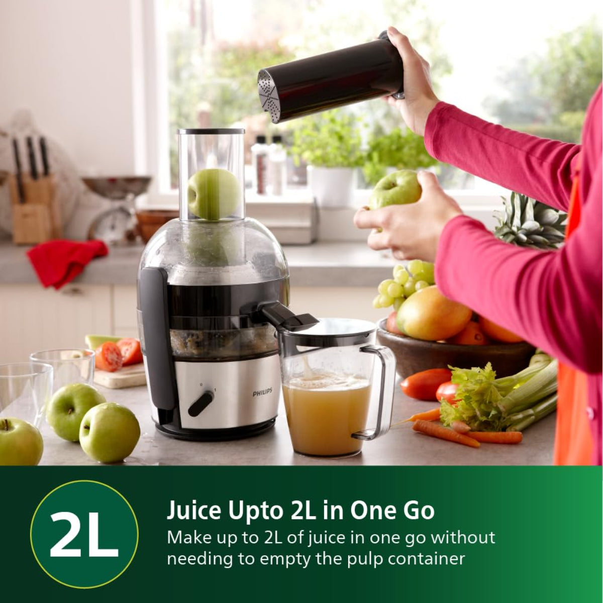 Philips Quick Clean Juicer 800 Watts | 2 Liter Juice, Black & Silver - HR1863/20
