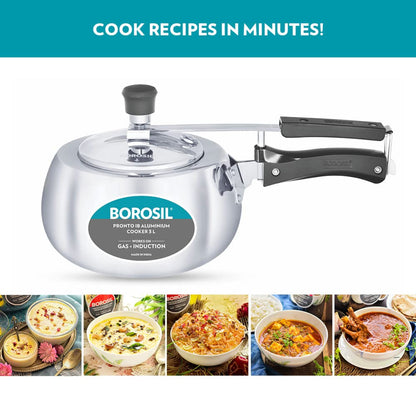 Borosil Pronto Aluminum 3 Liter Inner Lid Pressure Cooker, Induction Base - CFPC3LAL06