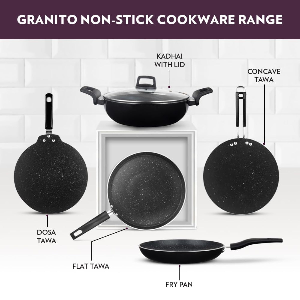 Borosil Granito Nonstick Frying Pan 26 cm, Induction Friendly - NSFP26GR13
