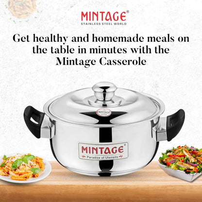 Mintage 2 Pc Gift Set Stainless Steel Casserole Divine With Handle & Lid CDVG-02