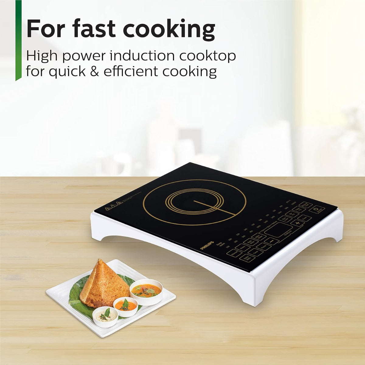 Philips 2100 Watt Induction Cook Top with Sensor Touch & High quality Full Glass Panel, Black - HD4938/01