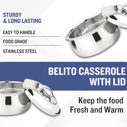 Prabha Stainless Steel Belito  Casserole With Lid