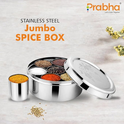 Prabha Stainless Steel Jumbo Spice Box Plain