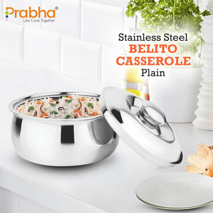 Prabha Stainless Steel Belito  Casserole With Lid