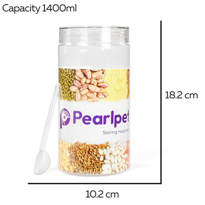 Pearlpet Tiffany Plastic Containers 1400 ML  for Kitchen Storage Set of 6