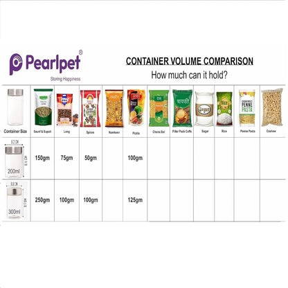 Pearlpet Plus Round Jars with Steel caps Set of 6 - 300 ml