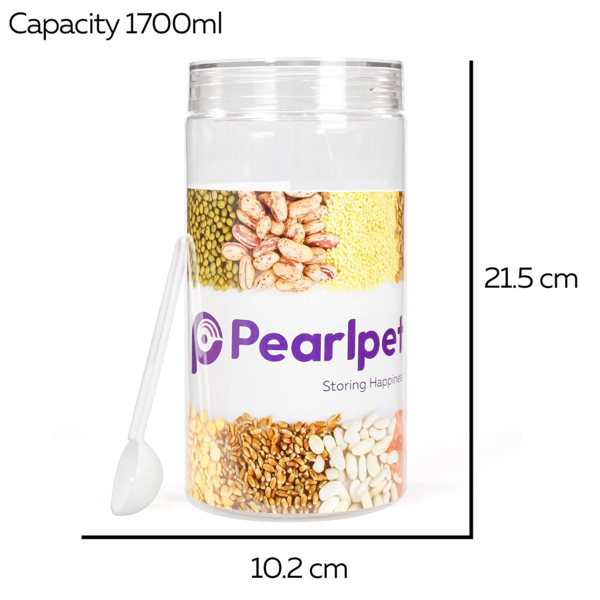 Pearlpet Tiffany Plastic Containers 1700 ML  for Kitchen Storage Set of 6