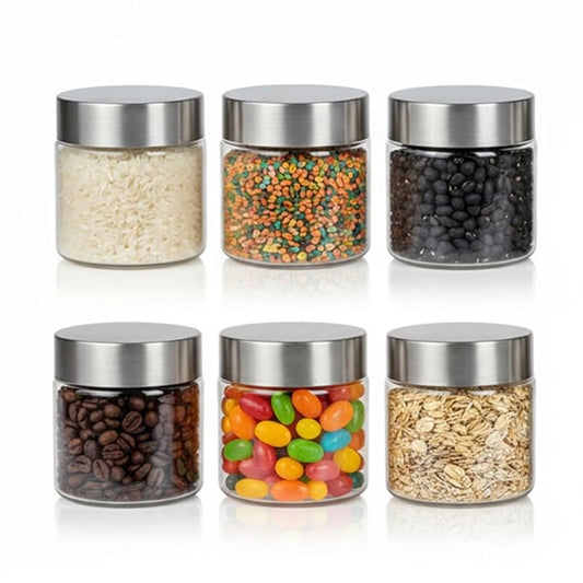 Plus Round Jars with Steel caps Set of 6 - 200 ml