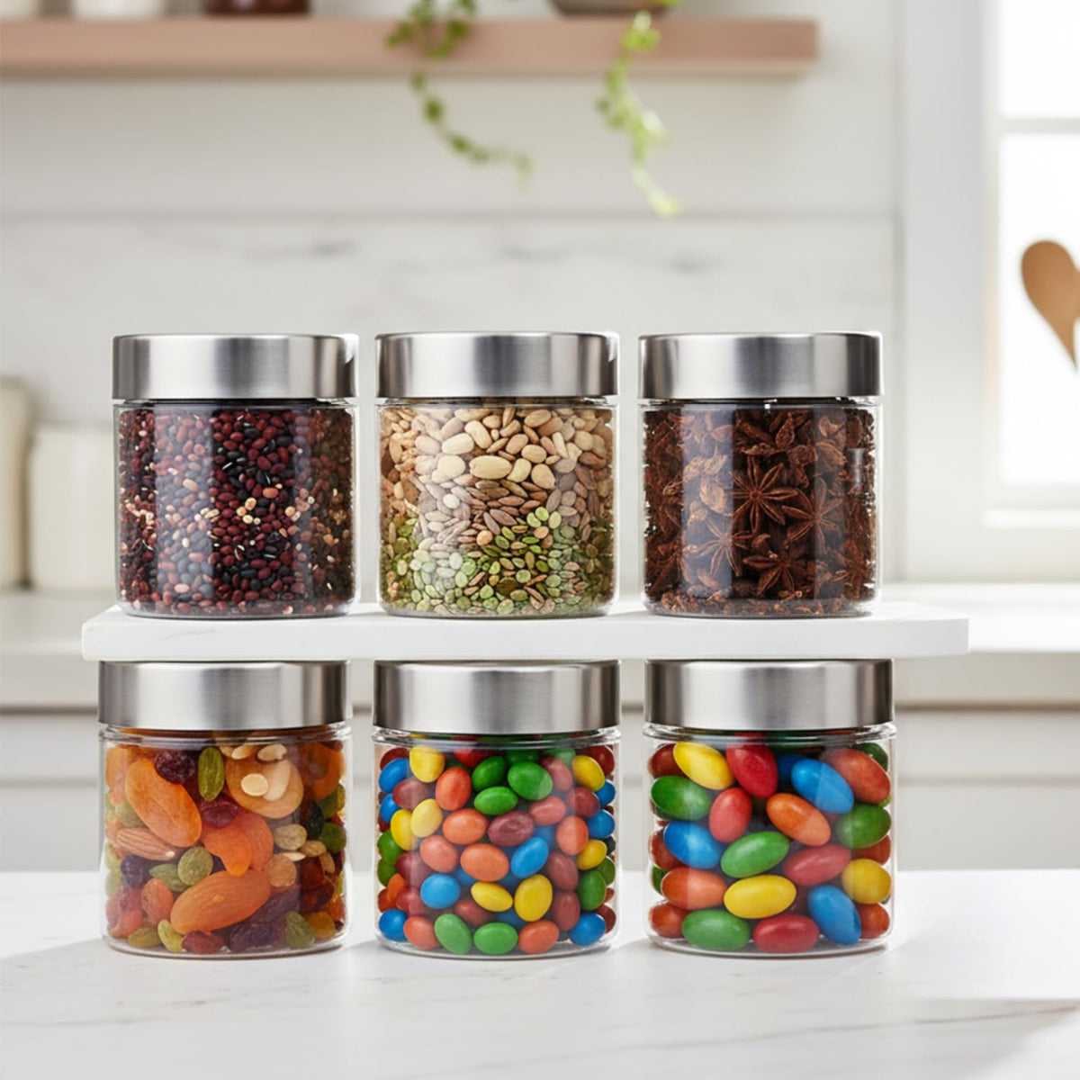 Plus Round Jars with Steel caps Set of 6 - 500 ml