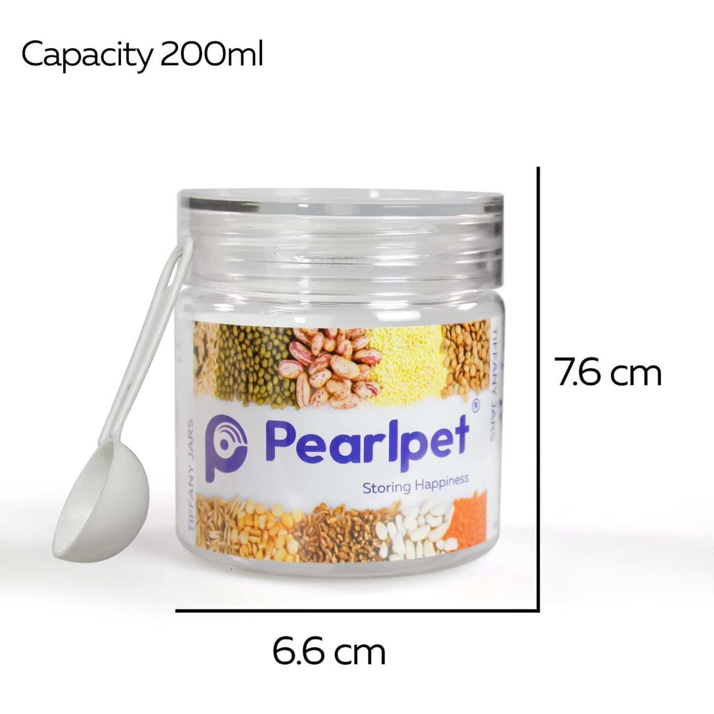 Pearlpet Tiffany Plastic Containers 200 ML  for Kitchen Storage Set of 6