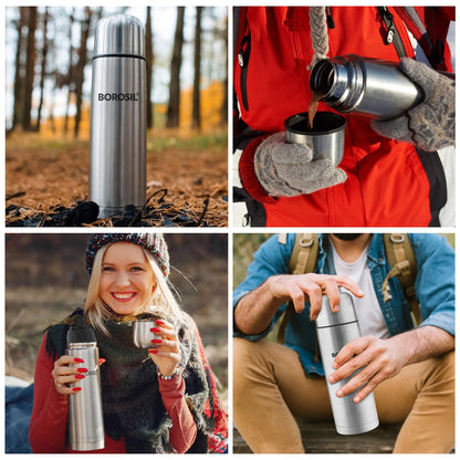 Borosil Hydra Thermo  Stainless Steel Water Bottle With Black Cover