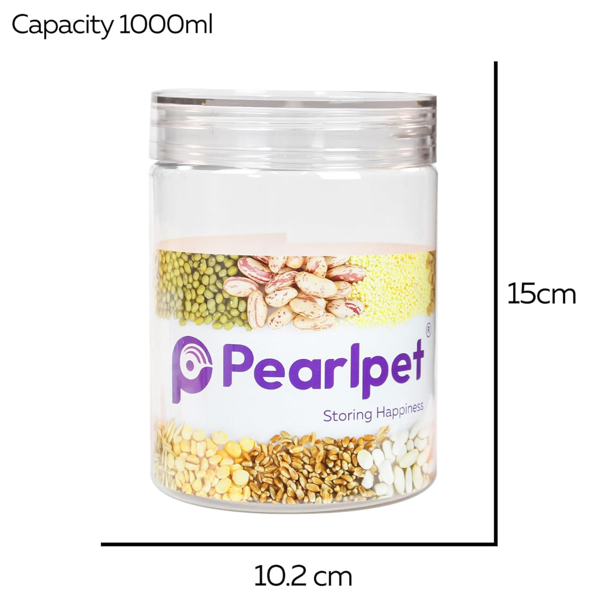 Pearlpet Tiffany Plastic Containers 1000 ML  for Kitchen Storage Set of 6
