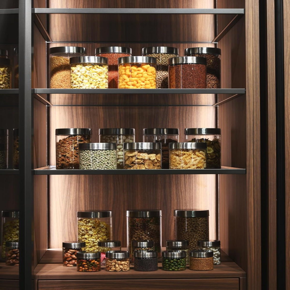 Pearlpet Plus Round Jars with Steel caps Set of 6 - 1000 ml