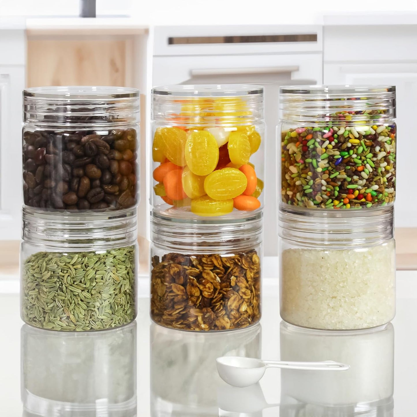 Pearlpet Tiffany Plastic Containers 200 ML  for Kitchen Storage Set of 6