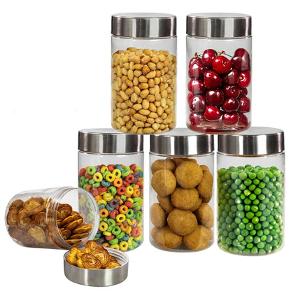 Pearlpet Plus Round Jars with Steel caps Set of 6 - 1700 ml