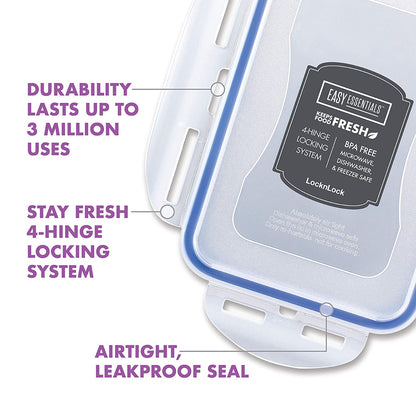 LocknLock Classics Round Food Container with Leak Proof Locking Lid, Clear