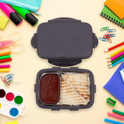 JAYPEE Stainless Steel Insulated Lunch Box Wavesteel Sr. Raider Grey, 600 ml, Suitable for School, Offices and picnics,Microwave Safe