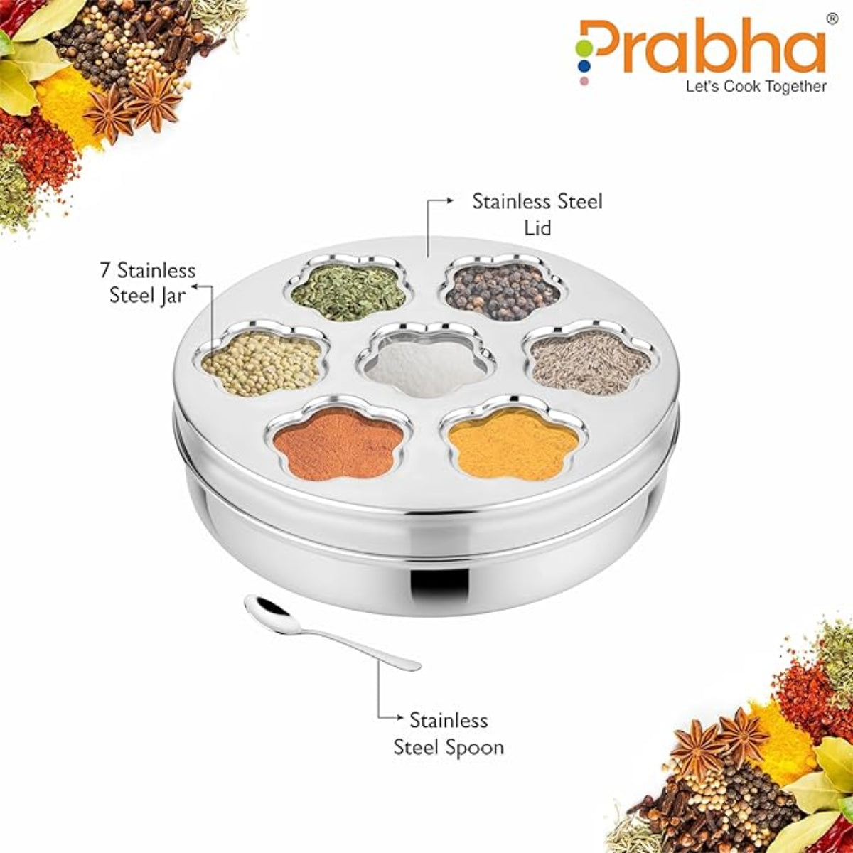 Prabha Stainless Steel Sunflower Spice Box