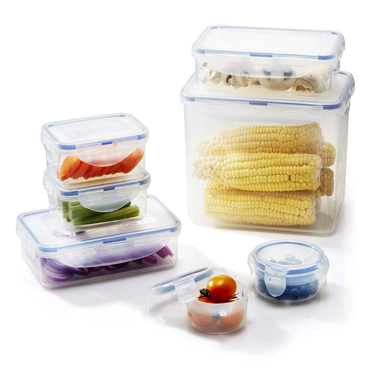 LocknLock Classics Round Food Container with Leak Proof Locking Lid, Clear