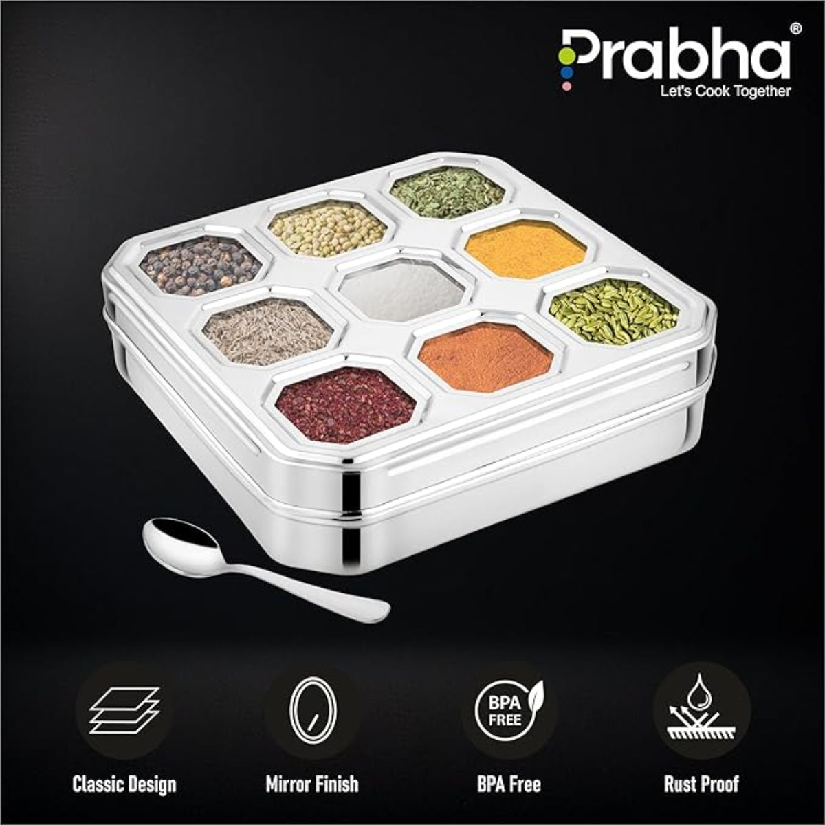 Prabha Stainless Steel Fusion Square Spice