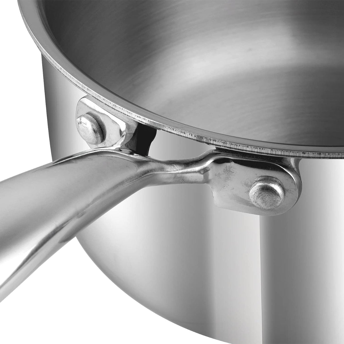 Vinod Platinum Triply Stainless Steel Milkpan - 1.2 Litre, 14 cm | Easy Pour Spout | Induction Base, Silver - PTMP14