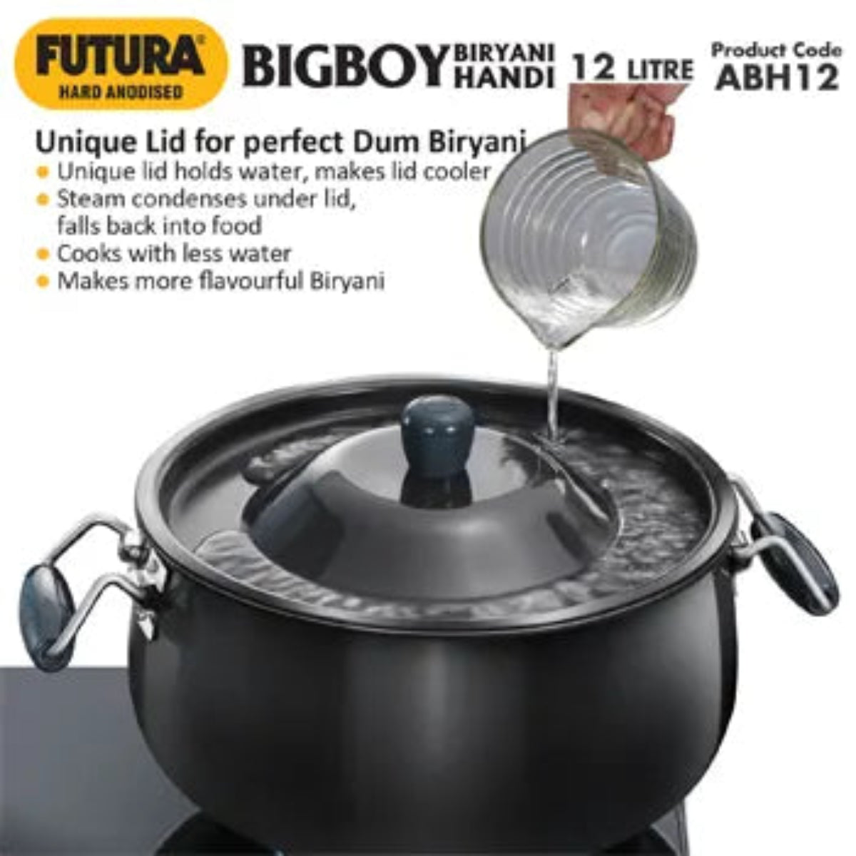 Futura By Hawkins Hard Anodised Biryani Handi with Hard Anodised Lid