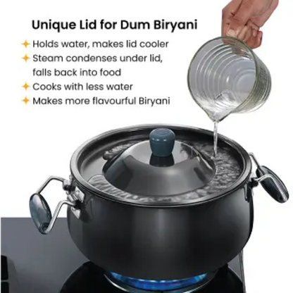 Futura By Hawkins Hard Anodised Biryani Handi with Hard Anodised Lid