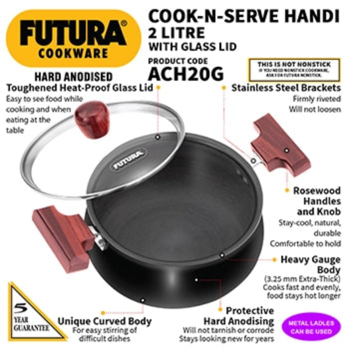 Futura By Hawkins Hard Anodised Cook-n-Serve Handi