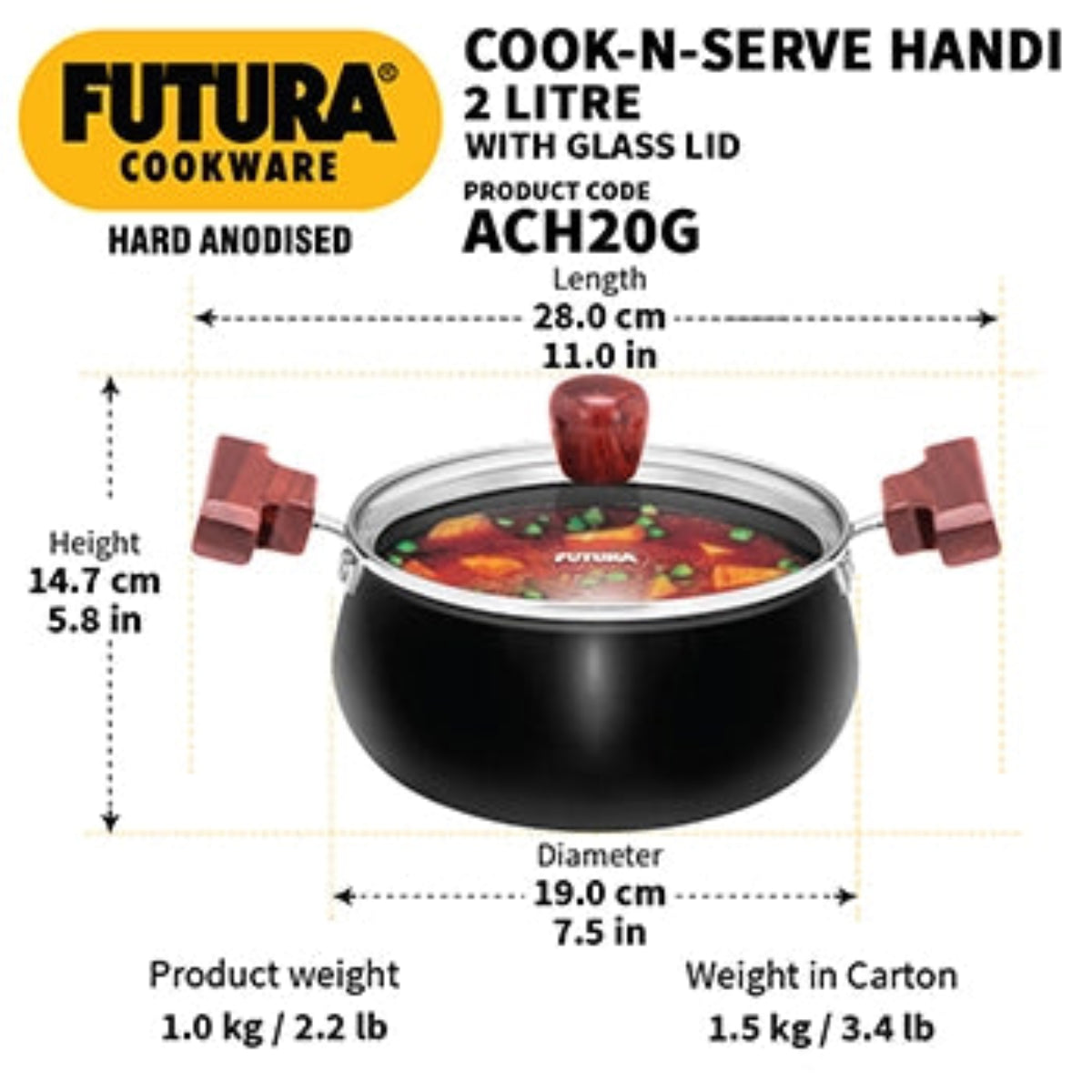 Futura By Hawkins Hard Anodised Cook-n-Serve Handi