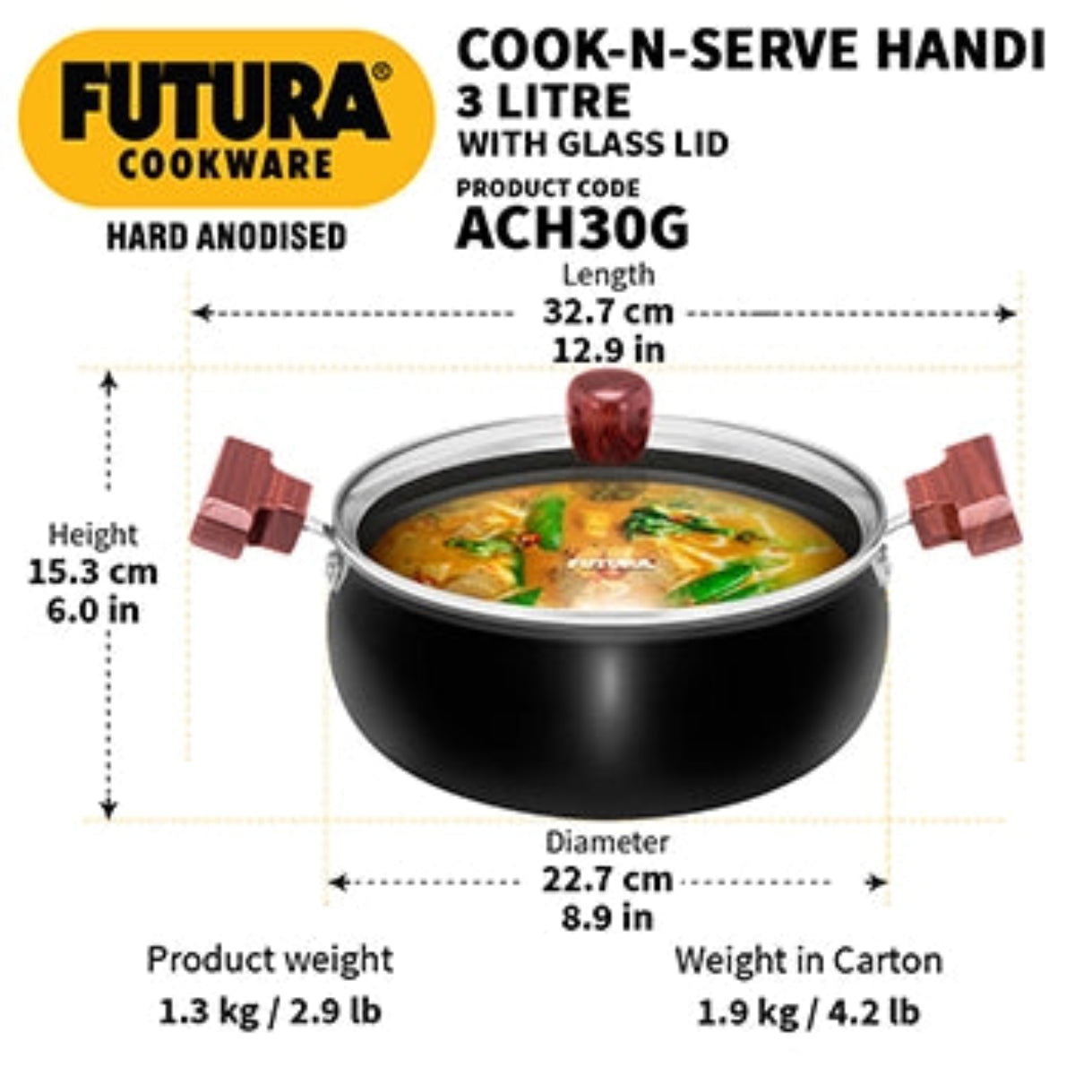Futura By Hawkins Hard Anodised Cook-n-Serve Handi
