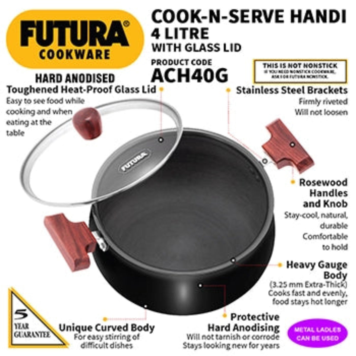 Futura By Hawkins Hard Anodised Cook-n-Serve Handi