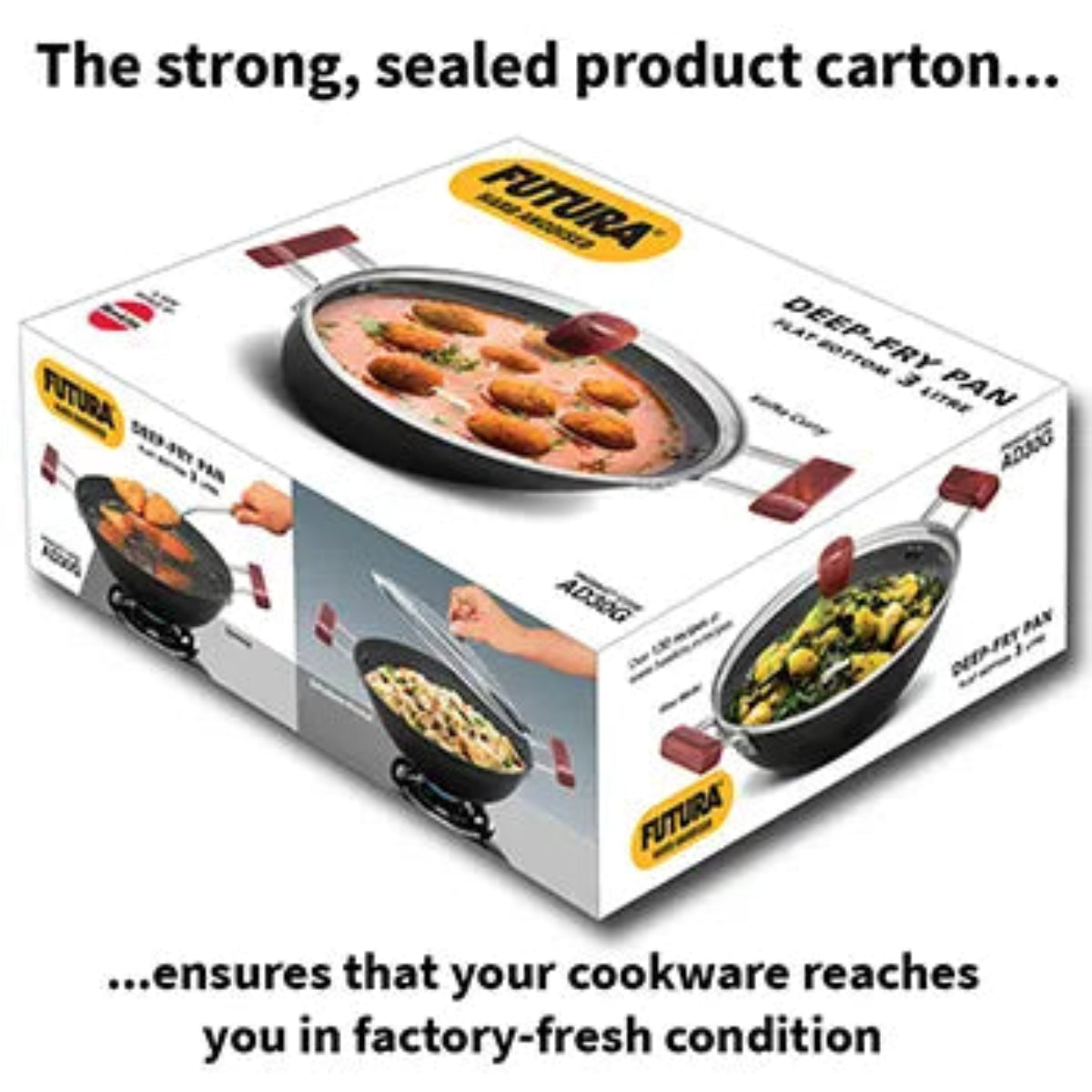 Hard Anodised Deep-Fry Pan 3 Litre with Glass Lid (Flat Bottom)