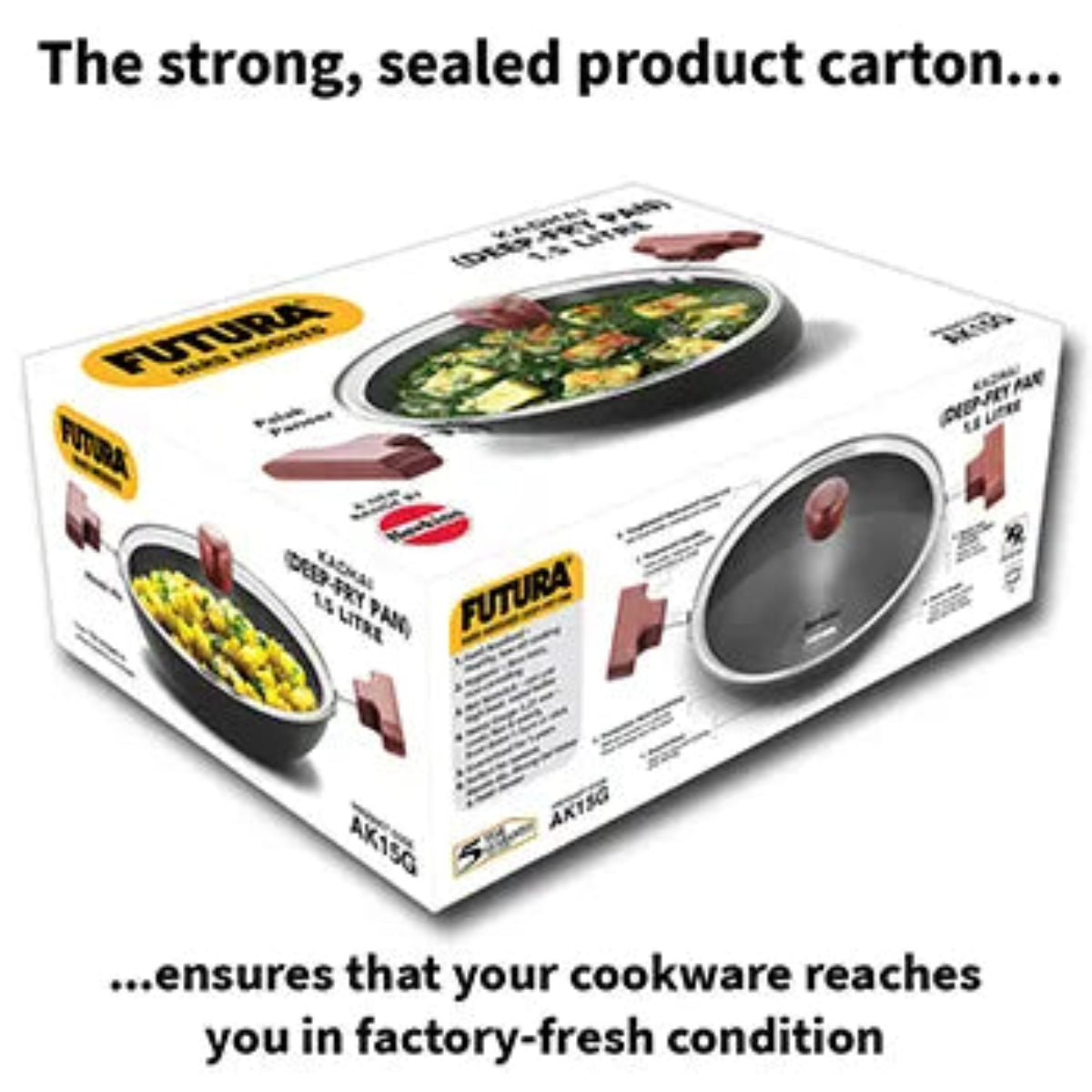 Futura By Hawkins Hard Anodised Deep-Fry Pan 1.5 Litre with Glass Lid (Round Bottom, 3.25 mm Thick)